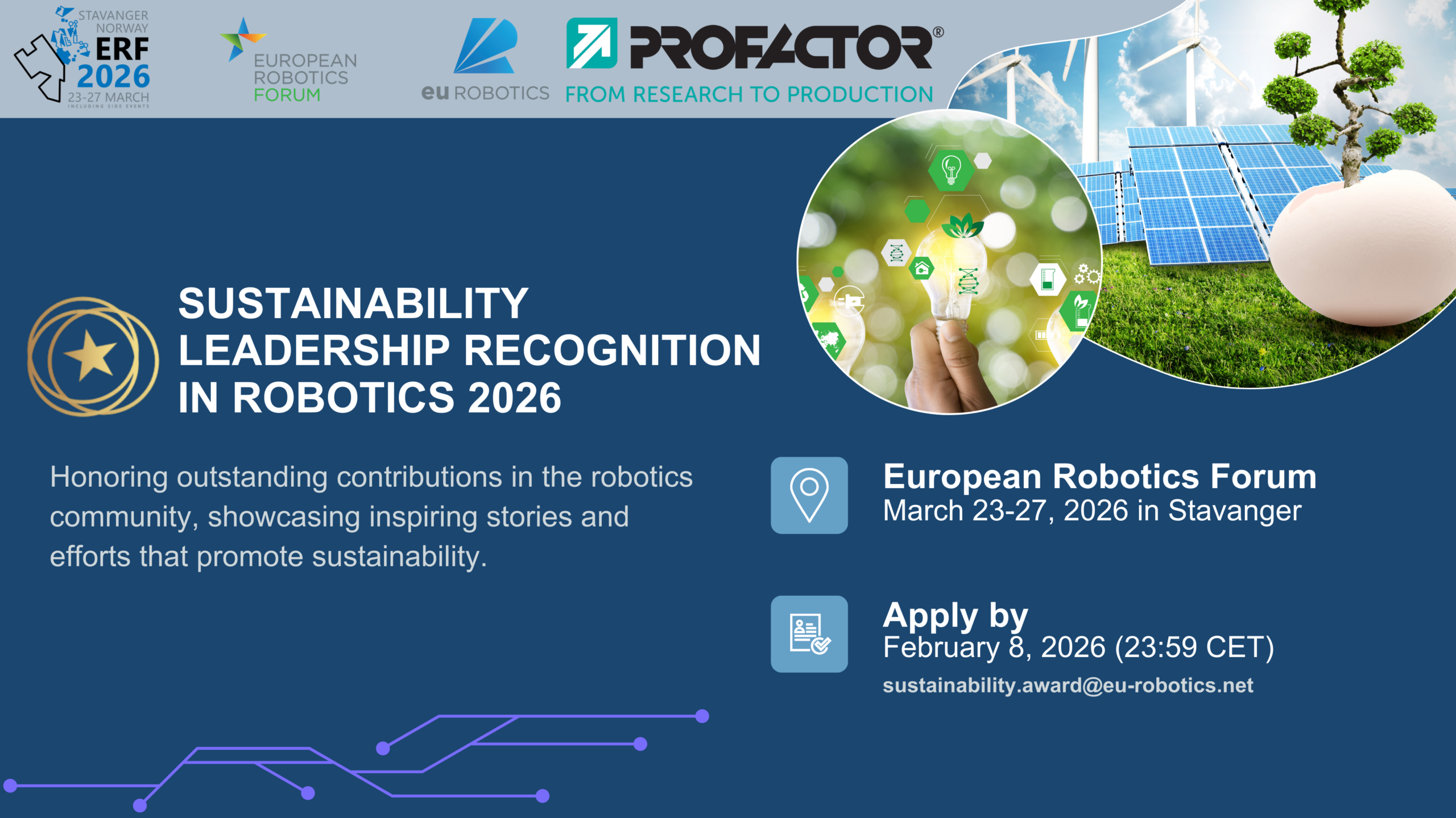 Jetzt einreichen – Sustainability Leadership Recognition in Robotics (ERF 2026)