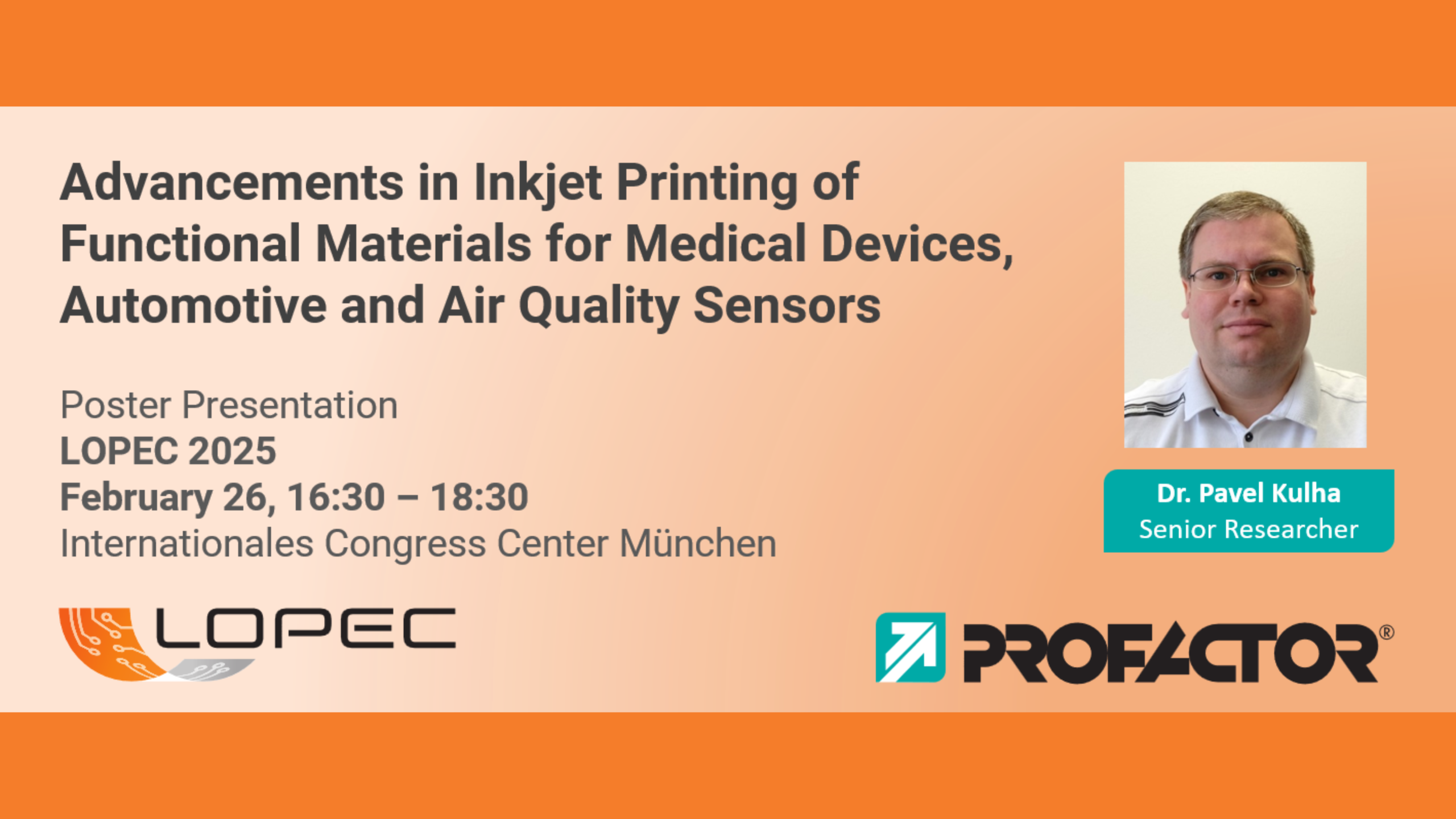 Titelbild für: Poster Präsentation auf der LOPEC 2025 durch Dr. Pavel Kulha