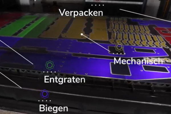 Automatisierung in der Blechfertigung mit visualisierten Prozessschritten wie Biegen, Entgraten und Verpacken