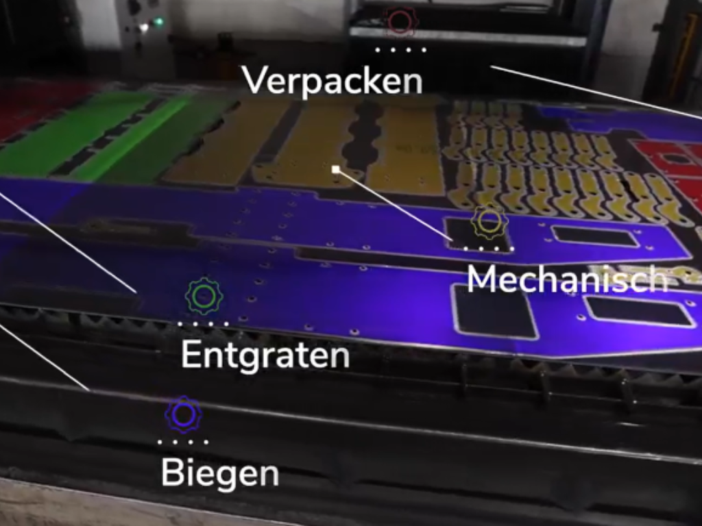 Automatisierung in der Blechfertigung mit visualisierten Prozessschritten wie Biegen, Entgraten und Verpacken